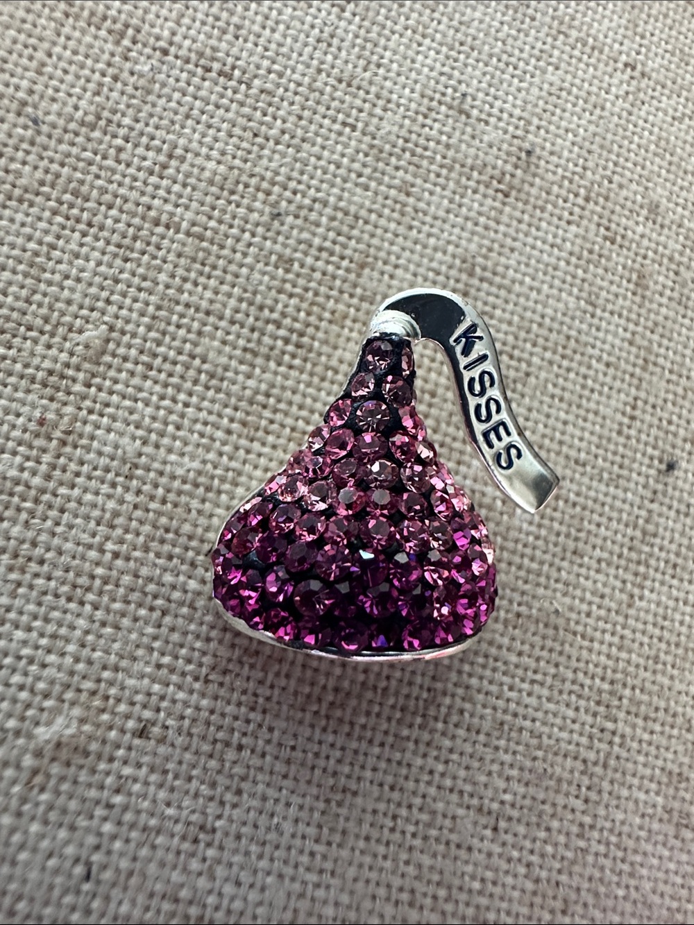 Kiss Pink Crystal Hershey’s Kiss pendant